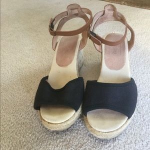 Espadrille Canvas Black Wedges